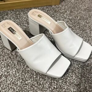 Primark White Block Heel Mules